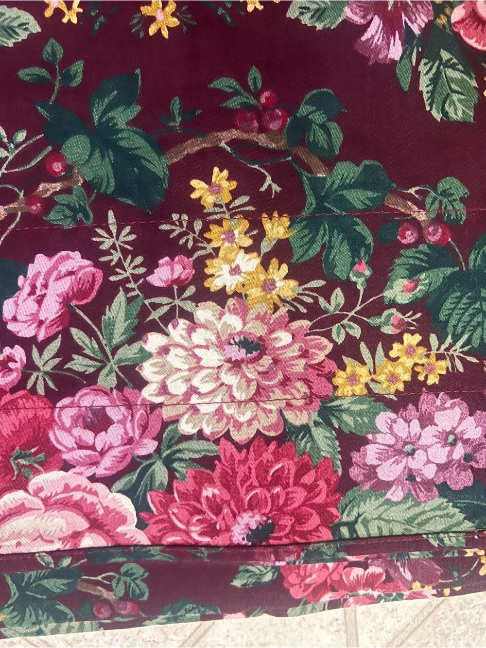 2 Waverly Valances Floral Maroon Pink Peony Roses 16” By 75” Cottagecore